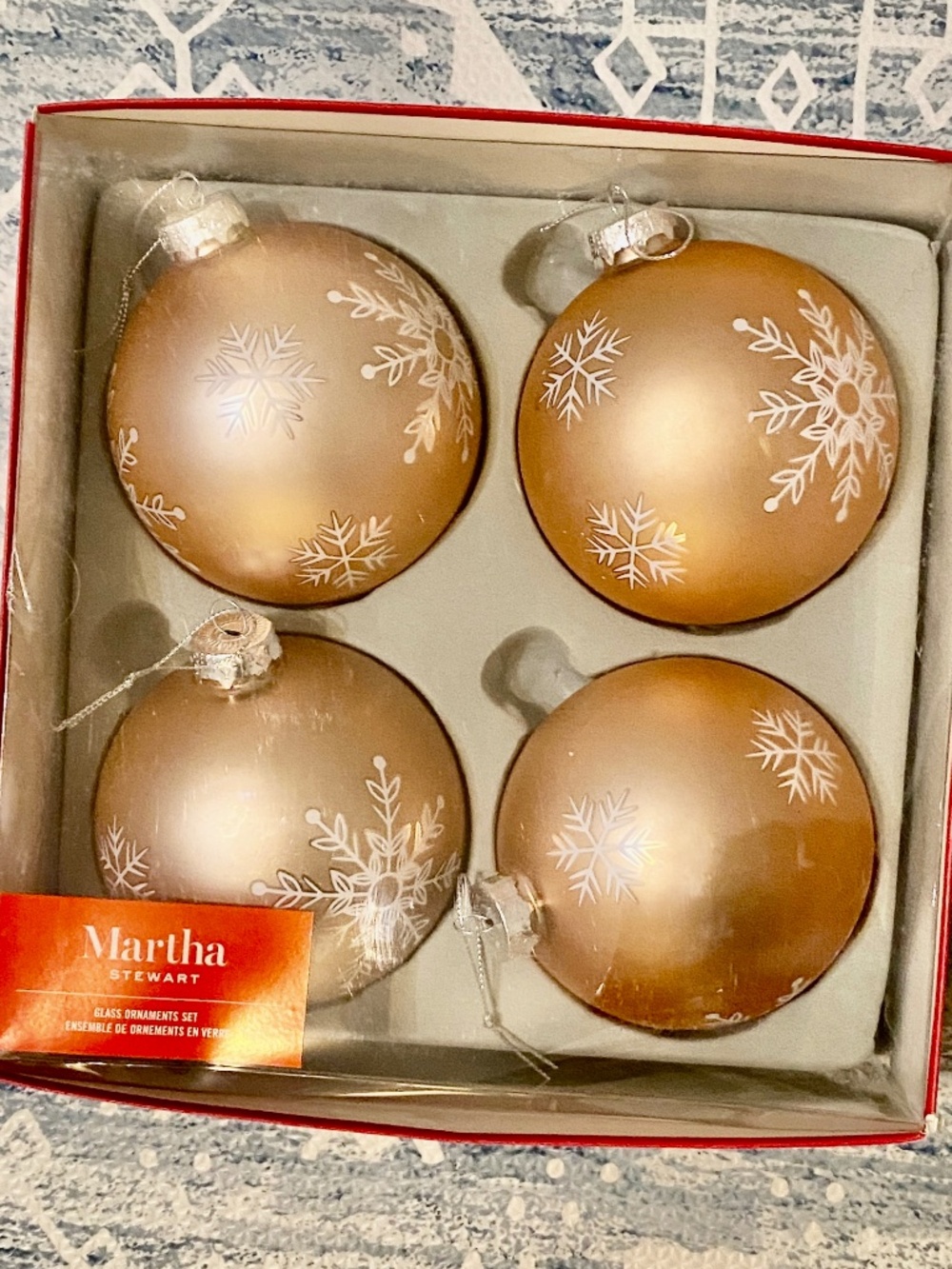 Martha Stewart Holiday Ball Ornament 4 Piece Set